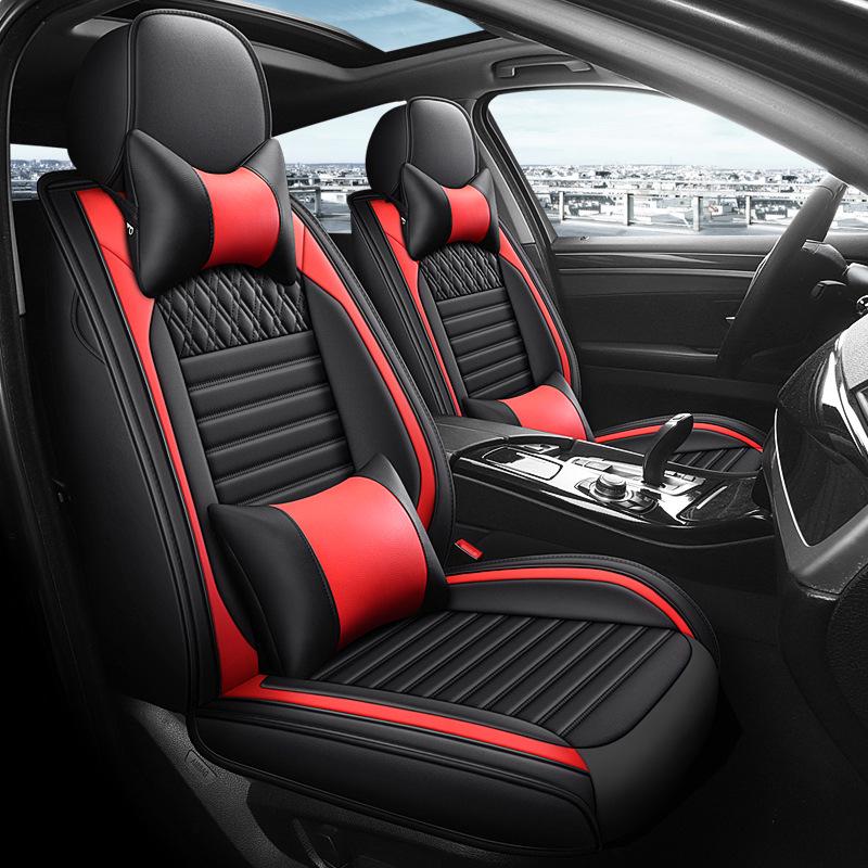 Universal Full Surround Five-Seat Breathable Leather Cartoon Car Seat Covers, suitable for all seasons in small cars.