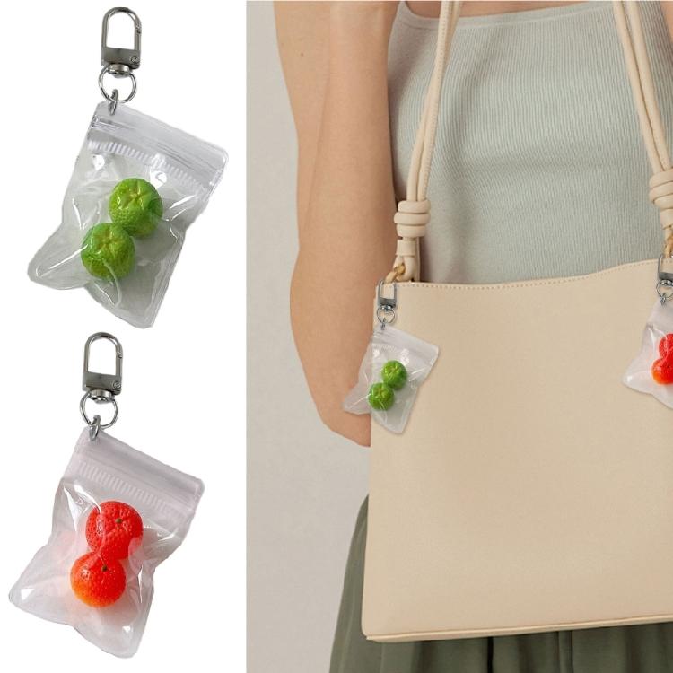 Adorable Citrus Fruit Key Ring Orange Keychain Alloy Materials Lovely Jewelry Perfect For Keys Or Phone Accessories