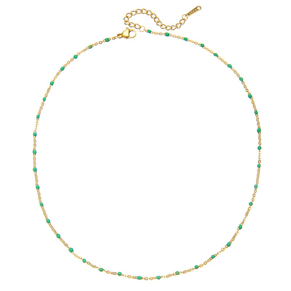 Bohemia Fashion Stainless Steel Handmade Chain Colorful Dripping Oil Necklace for Women Collar Chain Jewelry Accessories Gifts