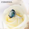Fashion Women   Sterling Silver Oval Dazzling Blue Zircon Crystal Rings Size 6-10 Female  Anillos Wholesale