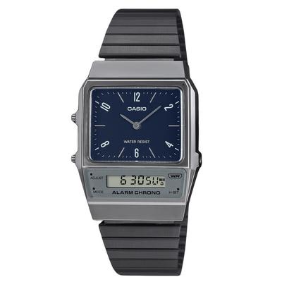 Vintage Analog Digital Dual Time Stainless Steel Bracelet Blue Dial Quartz AQ-800EB-2A Unisex Watch