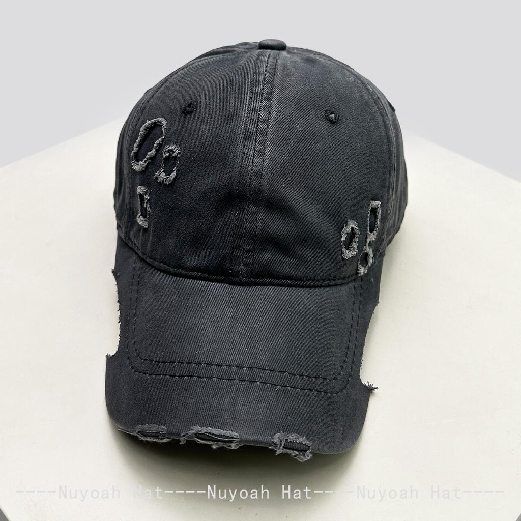 Baseball Wax Brush Style Broken Women  Men Her Him For Fresh Caps Peaked Hats Sunshade Irregular Brim Versatile Personal Distress Fashion Retro
