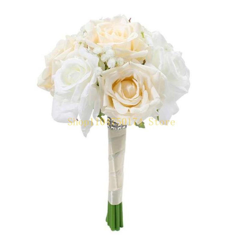 Artificial Rose Bouquets for Bride Soft Artificial Rose Bridal Bouquets Beautiful Flower Arrangement for Weddings top sale