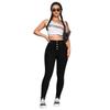 Jeans Donna Vita Alta Vestibilità Slim Fit Denim Elasticizzato, Nero, Taglia Europea