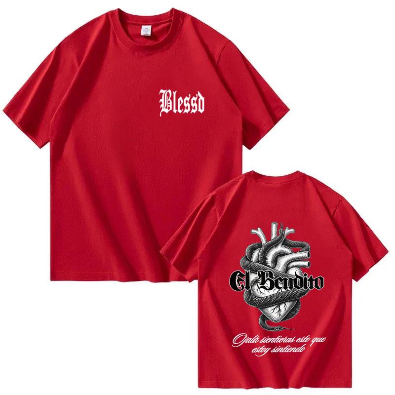 2025 Pop Rapper Blessing Harajuku Graphic High-quality T-shirt Fashion 2025 Summer Pure Cotton 100% Printed Loose T-shirt