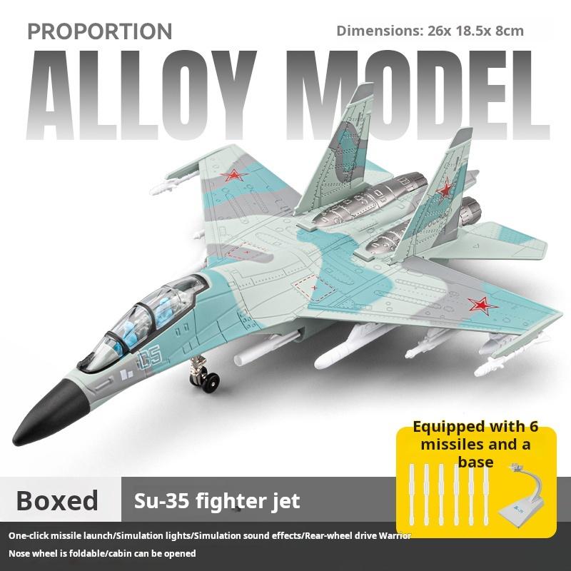 Exquisites Su-35 Flugzeugmodell Simulation Legierung Kampfflugzeug Flugzeug Pull-Back Sammlerstück Dekoration Schreibtischdekoration
