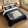 3-Piece Bed Sheet Set with Attack on Titan Design, 1 Flat Sheet and 2 Pillowcases for Bedroom