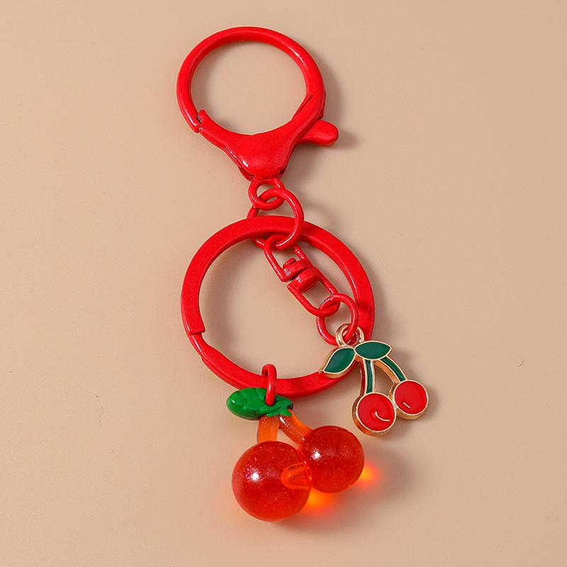 Fashion Resin Simulation Fruit Keychain Women Girls Chilli Strawberry Cherry Key Ring Pendants for Handbag Decor Jewelry Gifts