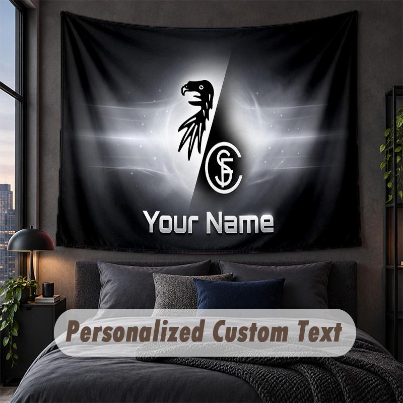 Custom Name Text Tapestry,SC Freiburg Decorative Wall Hanging, Background Tapestry For Home Bedroom