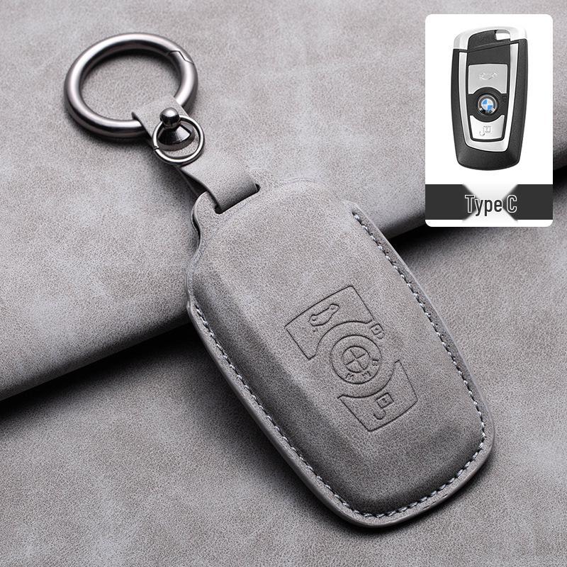 Compatible Leather Keychain Shell for BMW Series: Fits X1, X3, X5, 1 Series, 3 Series, 5 Series, 6 Series, 7 Series, NFC Card Snap
