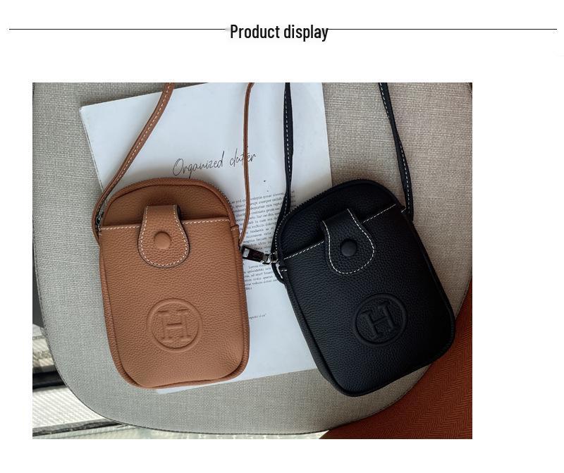 2025 Wielofunkcyjna Torba Crossbody na Telefon z Prawdziwej Skóry - Wytłaczana Skóra Bydlęca Licowa Torba na Ramię