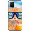 Für vivo Y33s Hülle Y 33s Silikon Weich Bemalt Katze Schwarze Hüllen für Vivo V2109 Y33S Rückseite TPU Hülle für VIVOY33s Cartoon