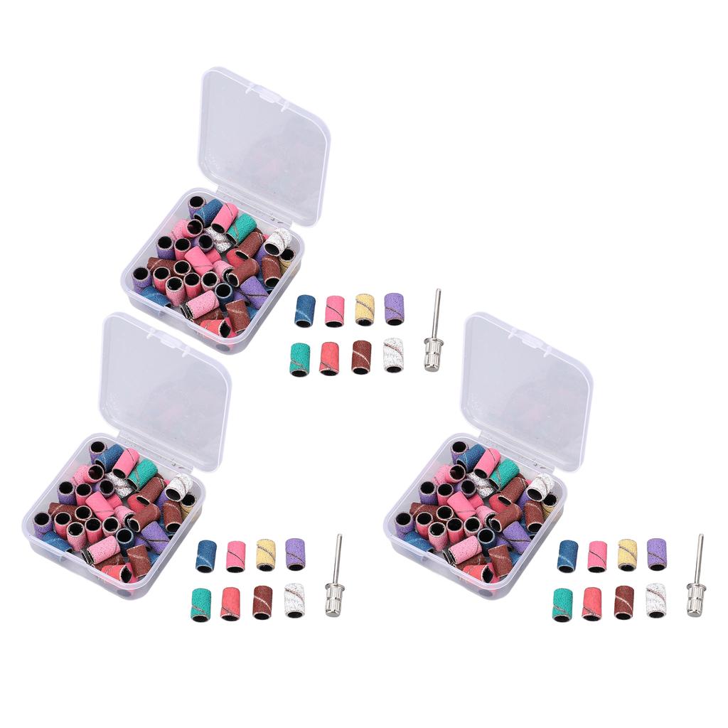 150 Pcs Nail Sanding Rings Electric File Nail Sanders Polishing Band with Mandrel Bit for Electric N