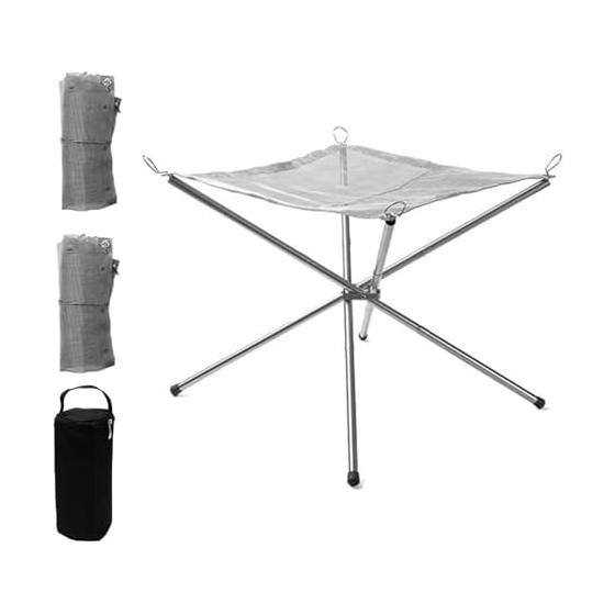 Bonfire stand with mesh [2 pieces] Foldable bonfire stand Outdoor fire stand Camping BBQ bonfire stand Compact and convenient to carry