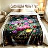 Floral Garden Theme Soft Blanket Personalized Custom Name Text Print Warm Blanket Home Sofa Bedroom Decor