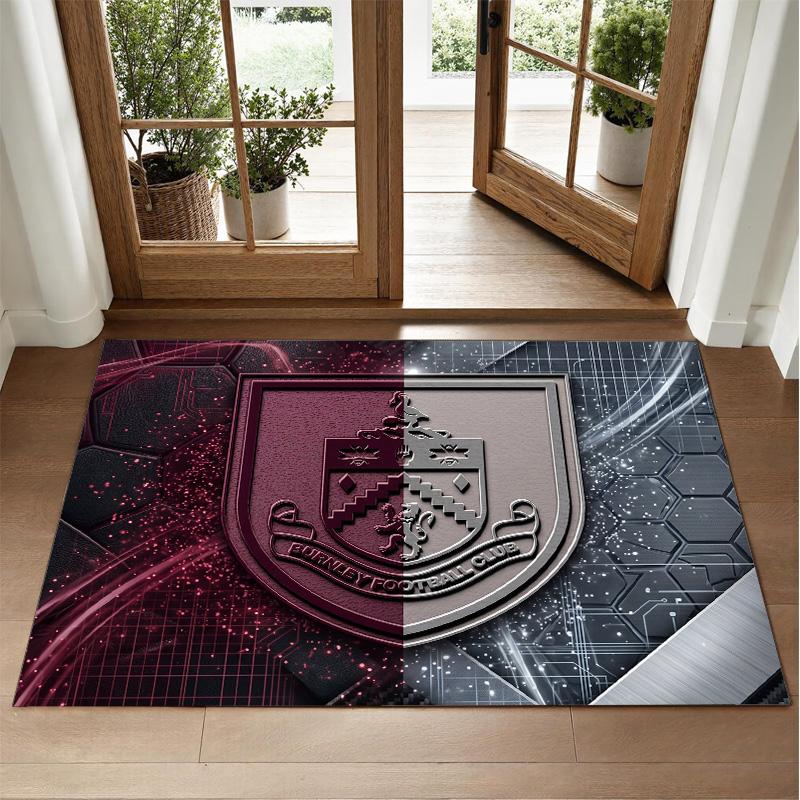 Burnley Football Design Crystal Velvet Rug Soft Decorative Mat for Bedroom Entrance