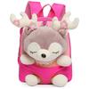 Toddler Preschool Cute Backpack Large Capacity Plush Elk Bookbags with Soft Handle for Bottles Pencils A4 Textbooks