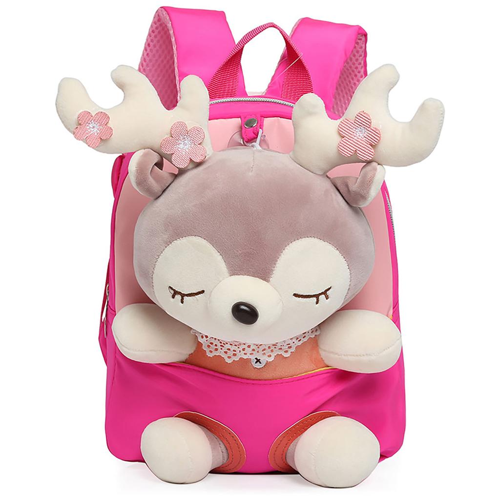 Toddler Preschool Cute Backpack Large Capacity Plush Elk Bookbags with Soft Handle for Bottles Pencils A4 Textbooks