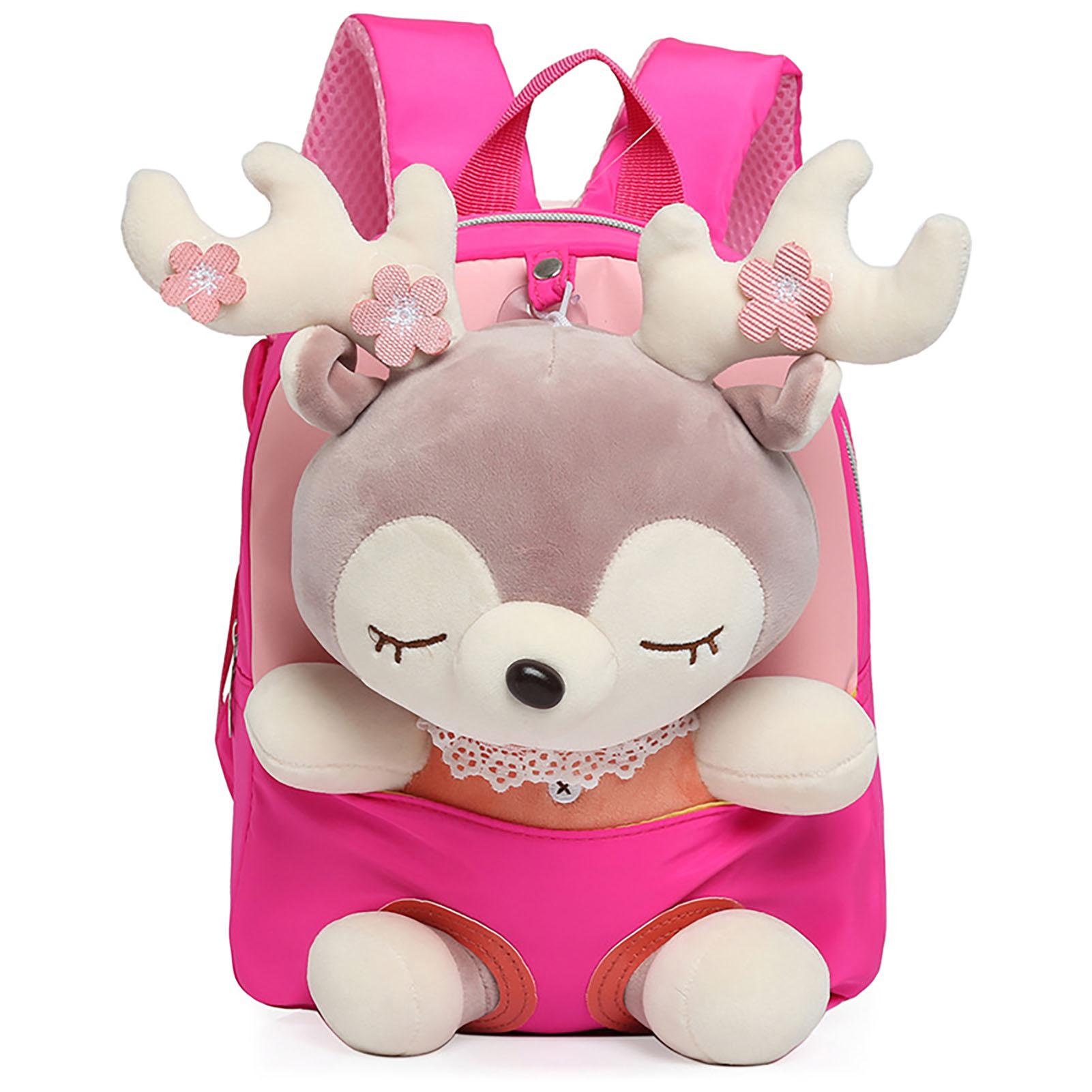 

Toddler Preschool Cute Backpack Large Capacity Plush Elk Bookbags with Soft Handle for Bottles Pencils A4 Textbooks розы красного