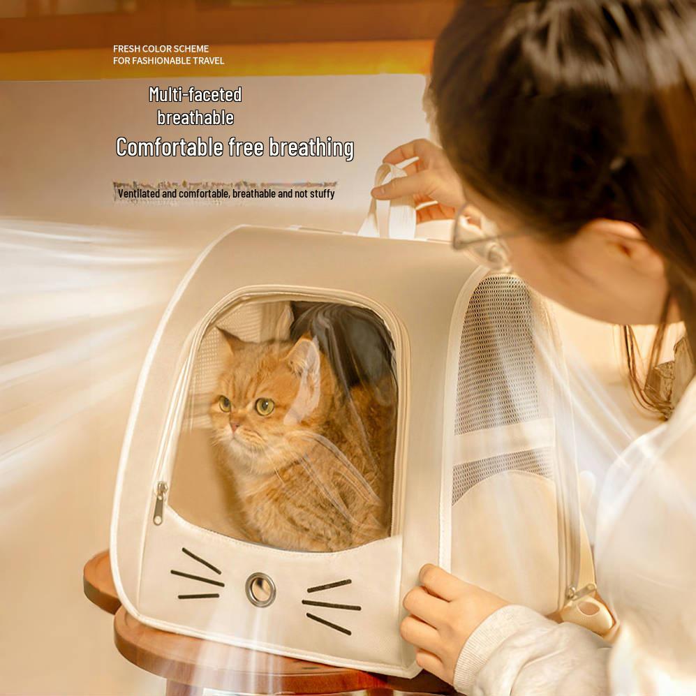 Travel Cat Backpack: Multifunctional, Foldable, Soothing, Anti-Scratch Double Shoulder Bag with Pet Compartment