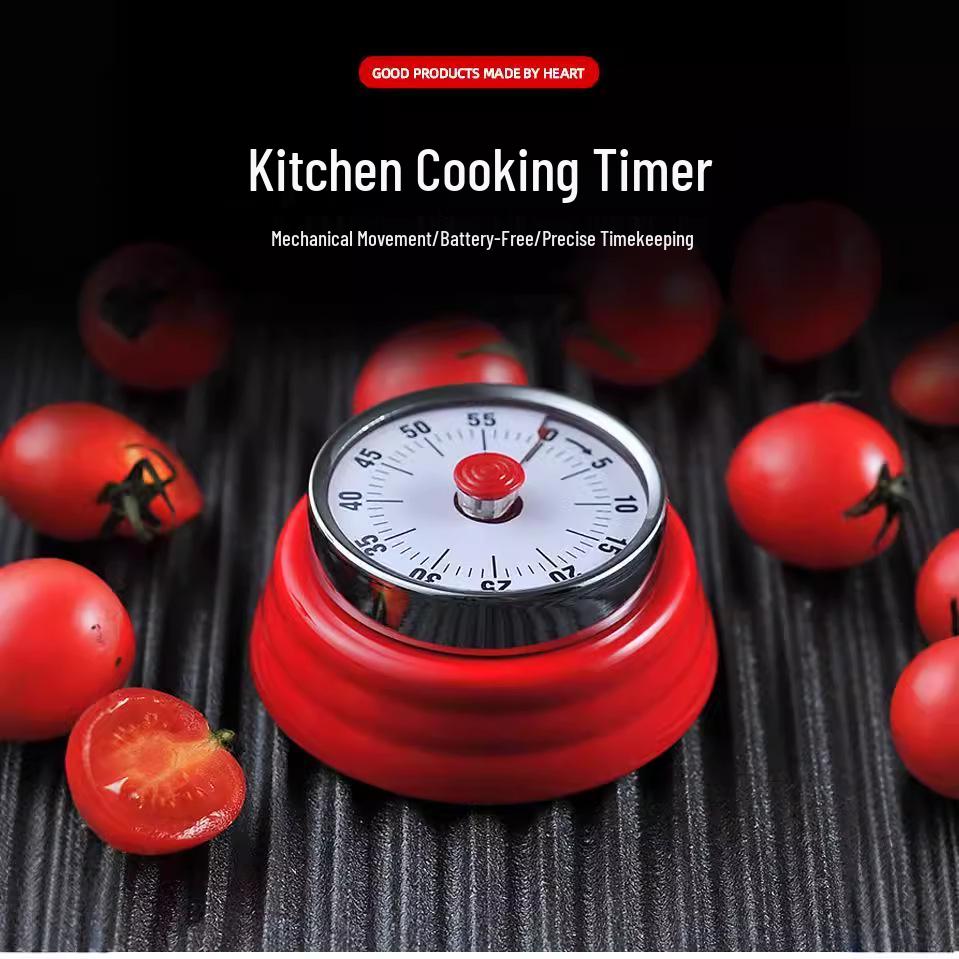 Stainless Steel Tomato-Shaped Magnetic Kitchen Timer