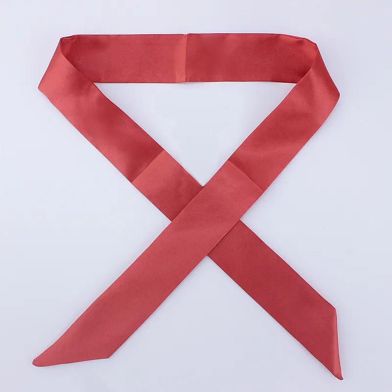 Fashion Women Narrow Solid Color Long Silk Scarf Satin Neck Tie Handle Bag Ribbons Luxury Headbands Skinny Scarves Neckerchief