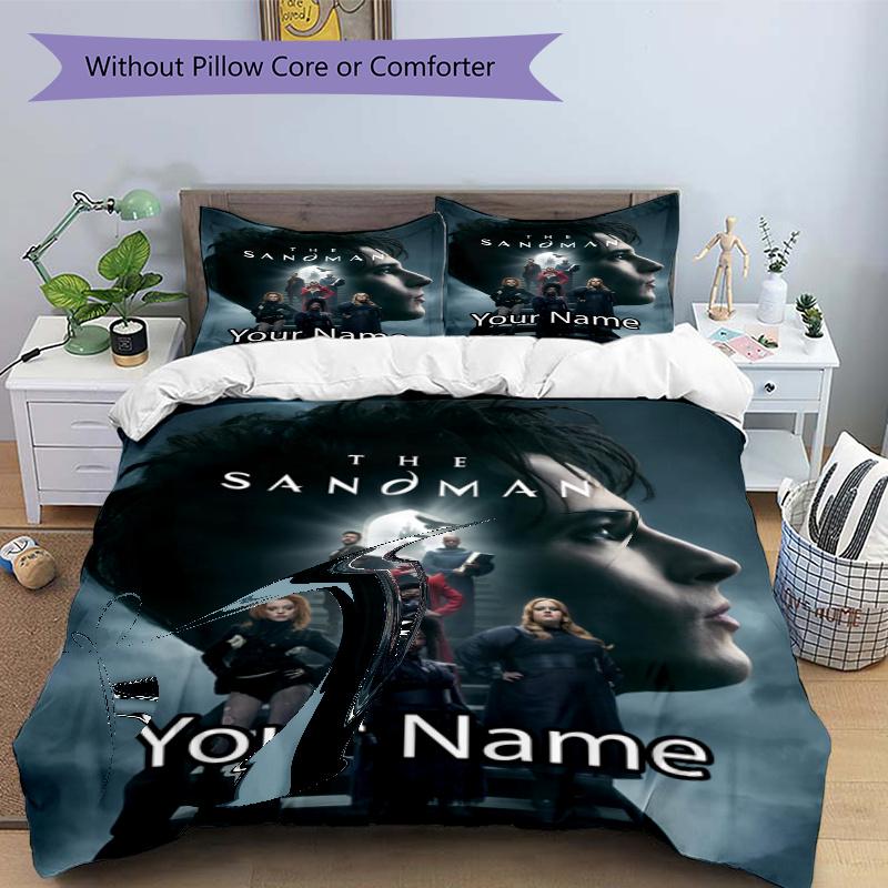3pcs Custom Name Sandman Bedding Set Duvet Cover Closure Includes 1 Duvet Cover & 2 Pillowcases, Soft and Comfortable for All Seasons.