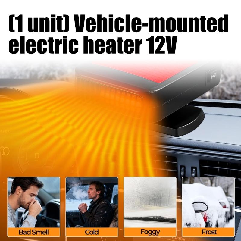 Energy Efficient 12V Car Warmer Fan ABS High Temperature Resistant Shell Rapid Heating Tool Free Mounting For Most Vehicles All Season Use