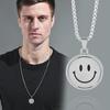 Colar de Rosto Sorridente Giratório Tendência Hip Hop Personalidade Pingente Expressão Reversível Homens e Mulheres Literários Humor Hipster Colar