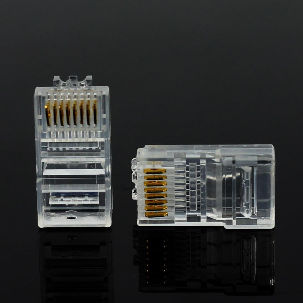 20/50/100PCS RJ45 Ethernet Connector Cables Module Plug Network RJ-45 Lan Crystal Heads Cat5 Cat5e Gold Plated Network Cable