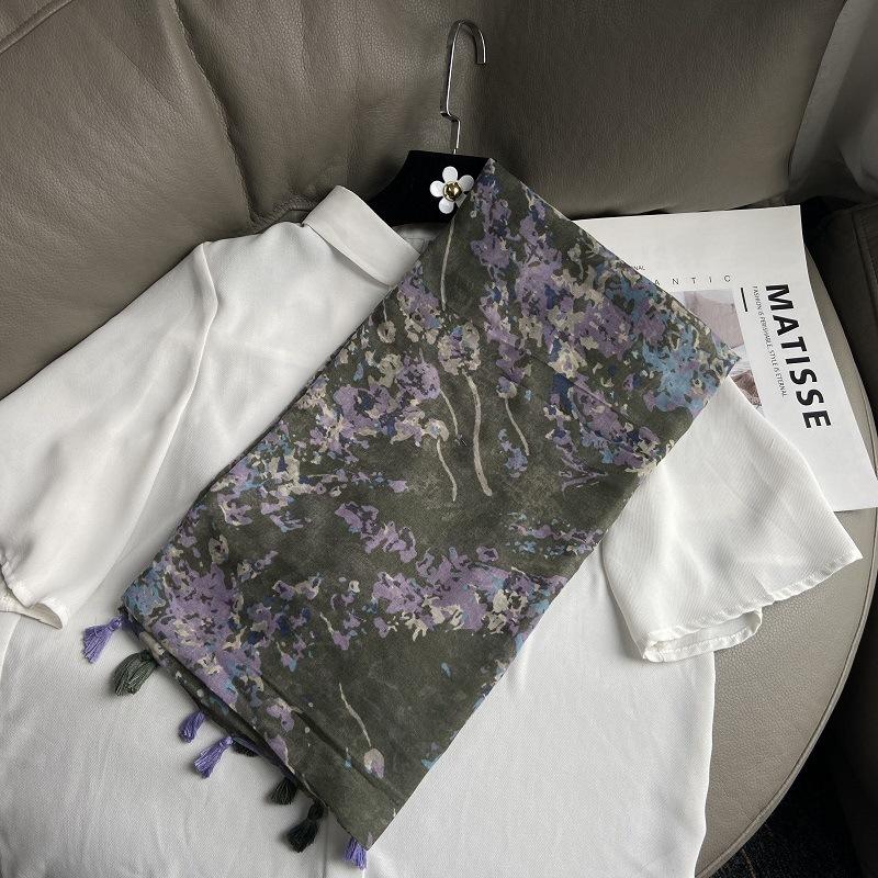 New Luxury Brand Lovely Floral Tassel Cotton Viscose Shawl Scarf Lady High Quality Soft Wrap Pashmina Stole Bufanda Muslim Hijab