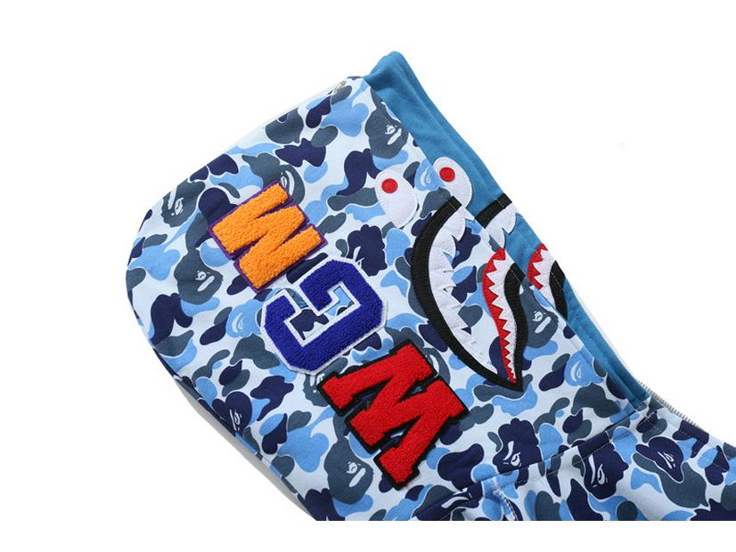 Double Hood Japanese Shark Camo Sweatshirt for Couples