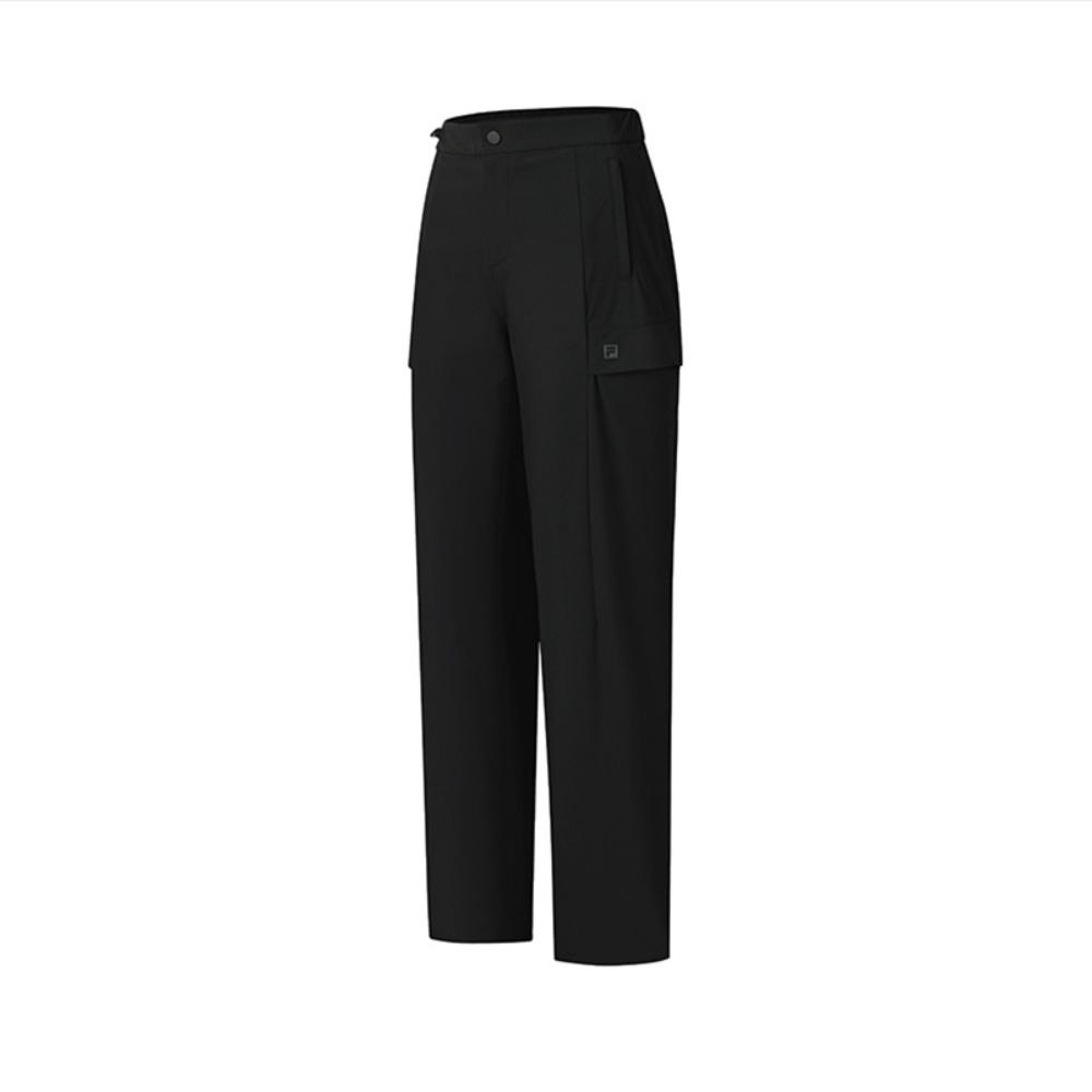 Fila Athletics Explore Series Simple Solid Color Zipper Loose Straight Casual Pants Women Bottoms Deep-Black A11W527801F-BK
