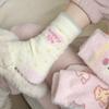 Pink Australian Wool Women's Mid-Calf Socks - Cute Japanese Cartoon, Warm and Fluffy for Autumn/Winter.