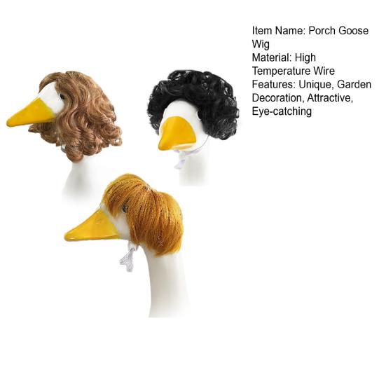 3 Pcs Porch Goose Braid Wig Outdoor Goose Statues Outfit Accessories