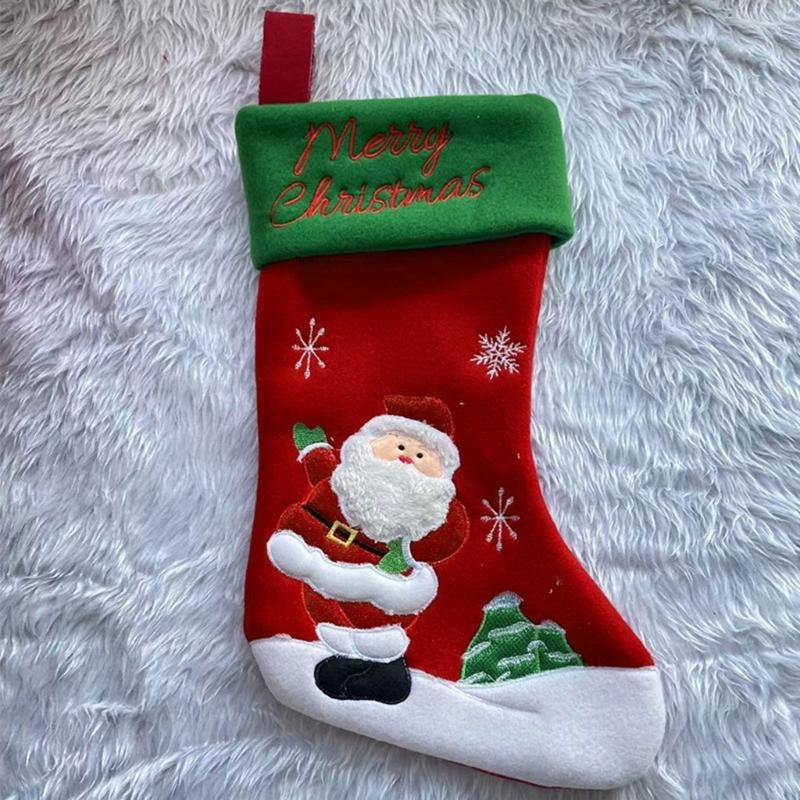 Großer Weihnachtsstrumpf Weicher Stoff Hängende Socke Feiertagsparty Geschenketasche Dekoration Für Weihnachtsbaumschmuck Kamine