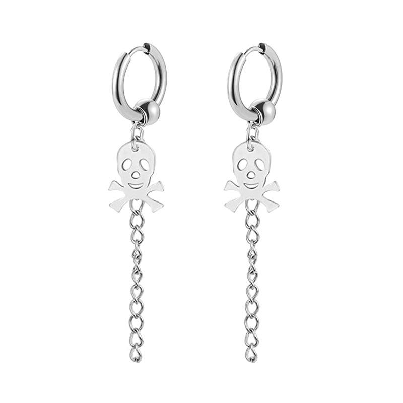 Black Series Titanium Steel Punk Style Earrings - Unisex, Korean Fashion, Unique Design