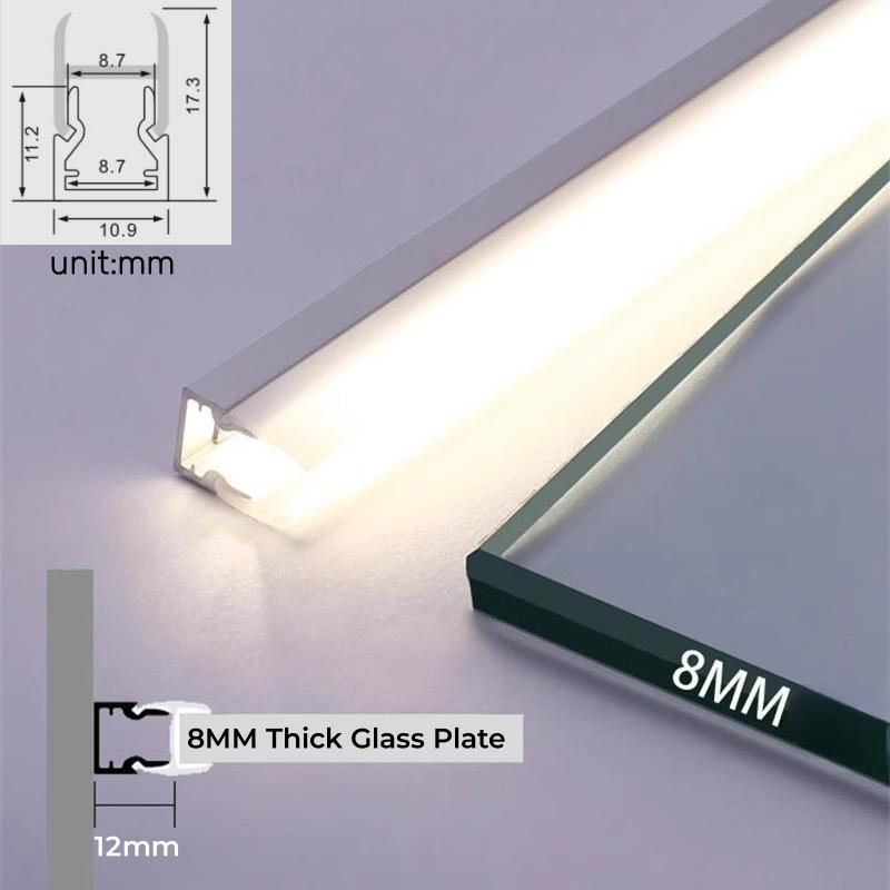 Glass Shelf LED Cabinet Layer Lamp Aluminum Profile Recessed Splint Panel Edge Backlight Wardrobe Book Invisible Bar Strip Light