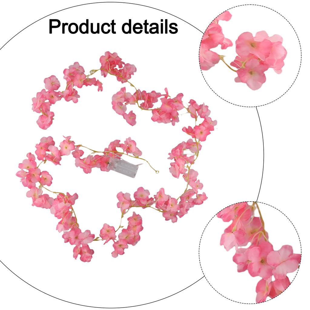 Light Red Color Artificial Flower Garland 20LED String Light Battery Powered Energy-efficient Flexible And Versatile
