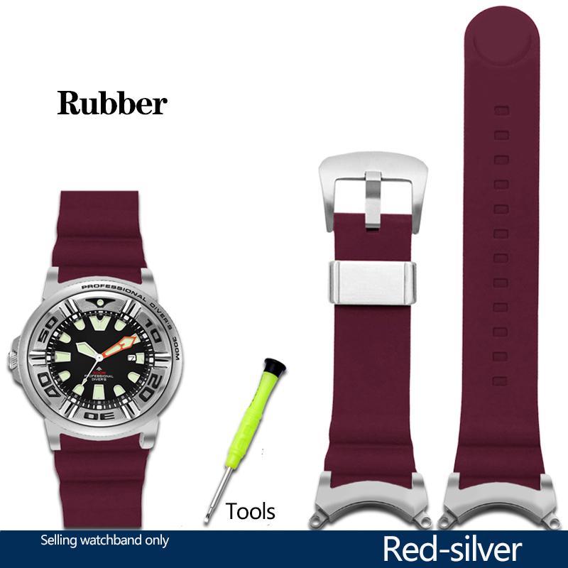 New Rubber Watchband For Citizen BJ8050 BJ8050-08E Stainless Steel Lug Little/Small Monster Modified Silicone Watch Band Strap