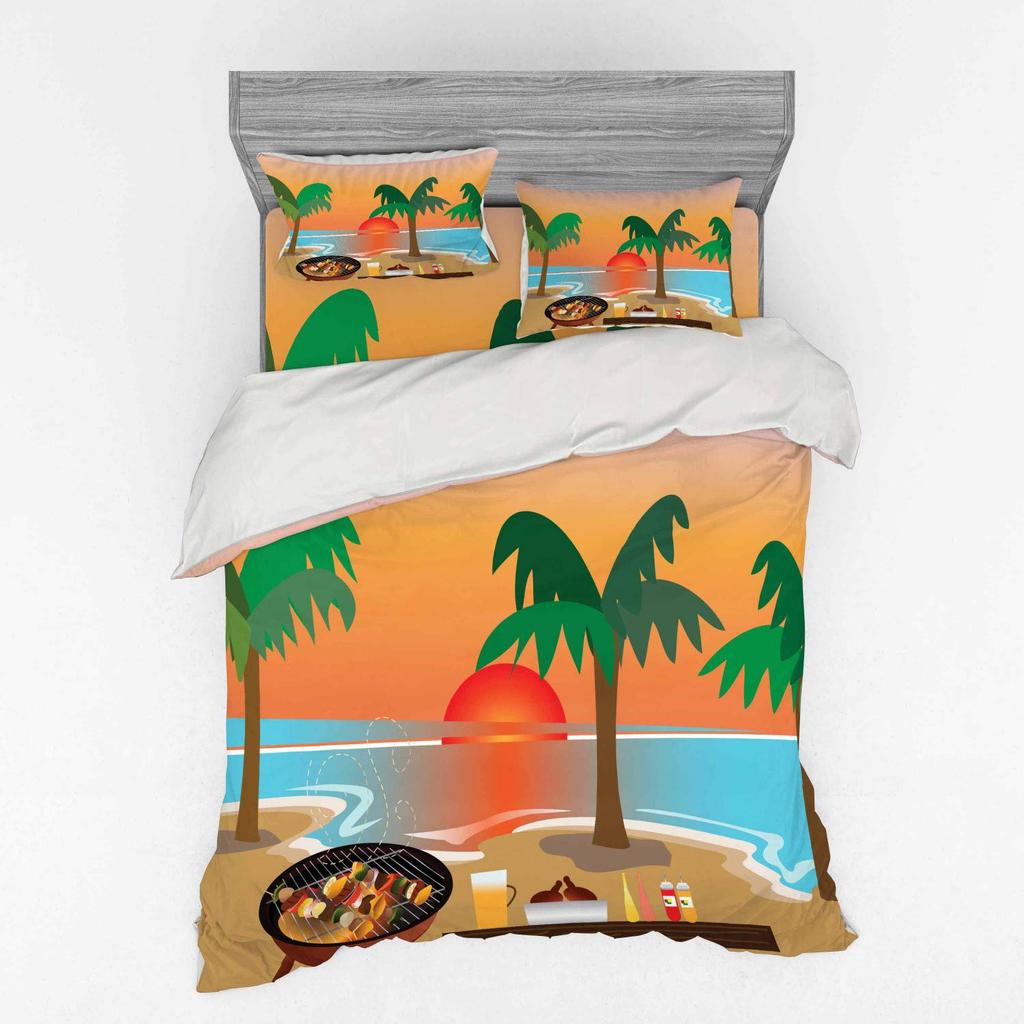 Bbq Duvet Cover Sets For Kids Teens Queen Size Lightweight Down Quilt Covers Bedroom Decor 2 Pillowcases 1 Duvet Cover No Quilt