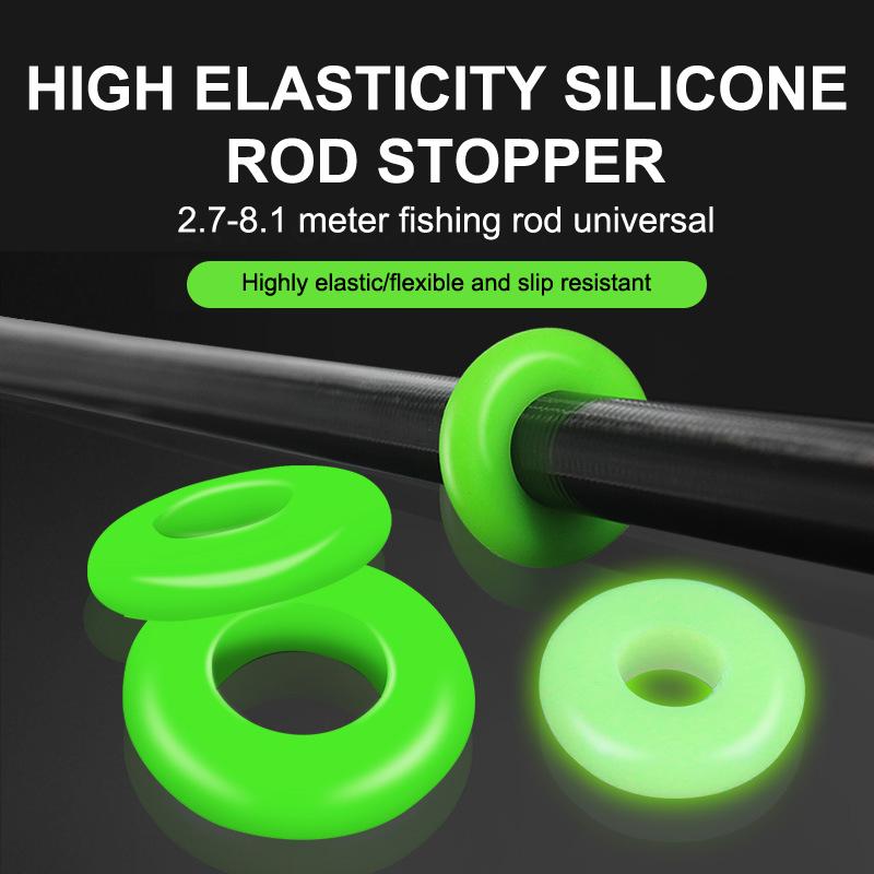 10PCS Retaining Protector Fishing Pole Anti-slip Stopper Fish Rod Stand Stop Silicone Ring Anti-Skid Hand Rod Stopper Clip