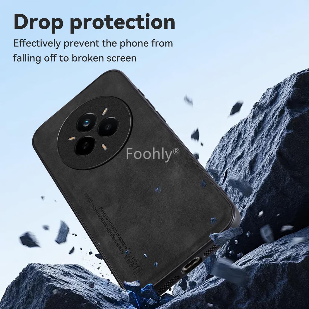 Custodia Magnetica Antiurto per Realme 14 Pro 5G 14 Pro+ Plus Cover Protettiva Guscio Posteriore in Pelle Nabuk Coque Capa Fundas