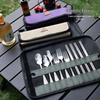 Tragbares Camping-Besteckset aus 304 Edelstahl: Messer, Gabel, Löffel und Essstäbchen mit Aufbewahrungstasche
