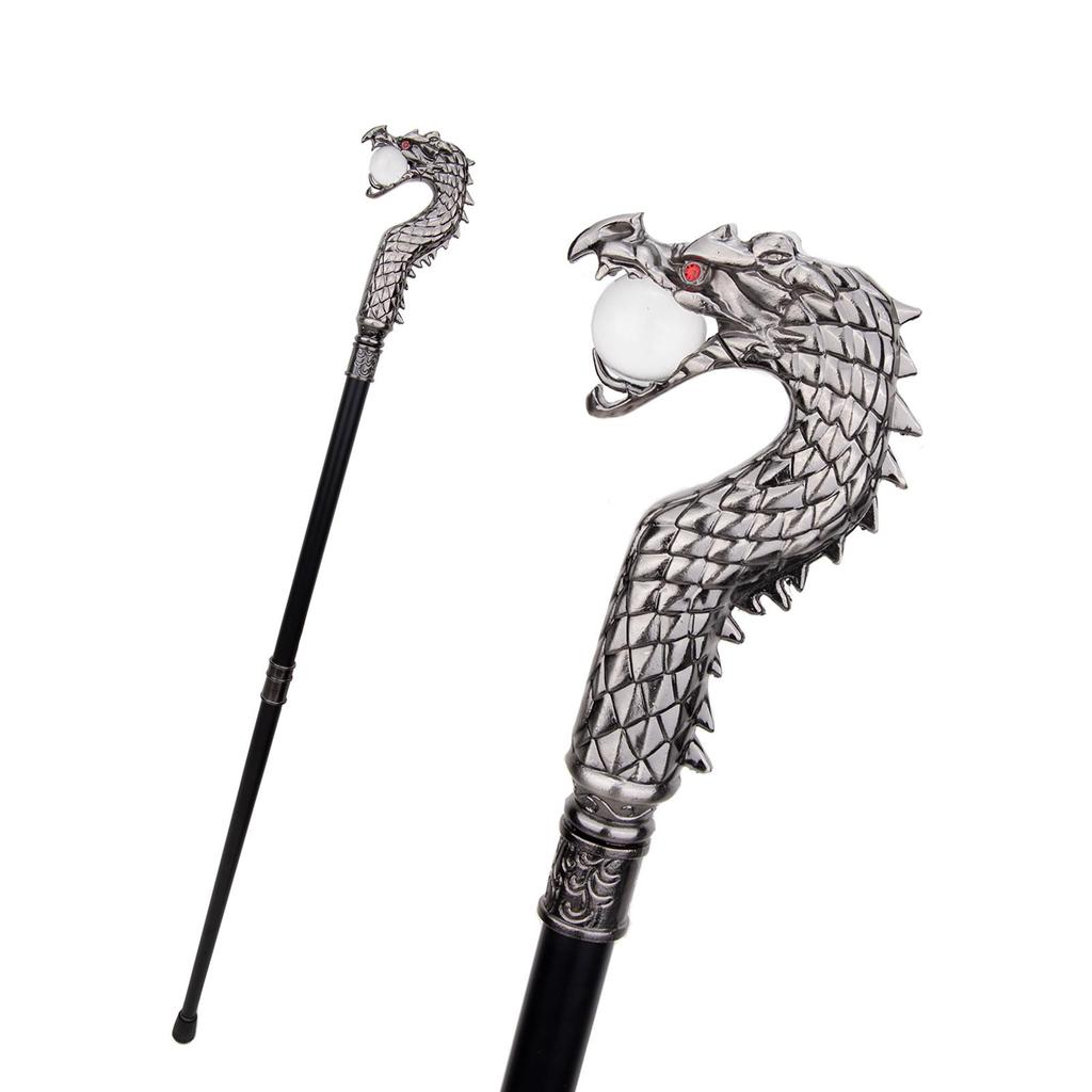 1 stück Drachenkopf Beißen Ball Mode Spazierstock Dekorativer Stock Cosplay Vintage Party Modische Spazierstock Crosier