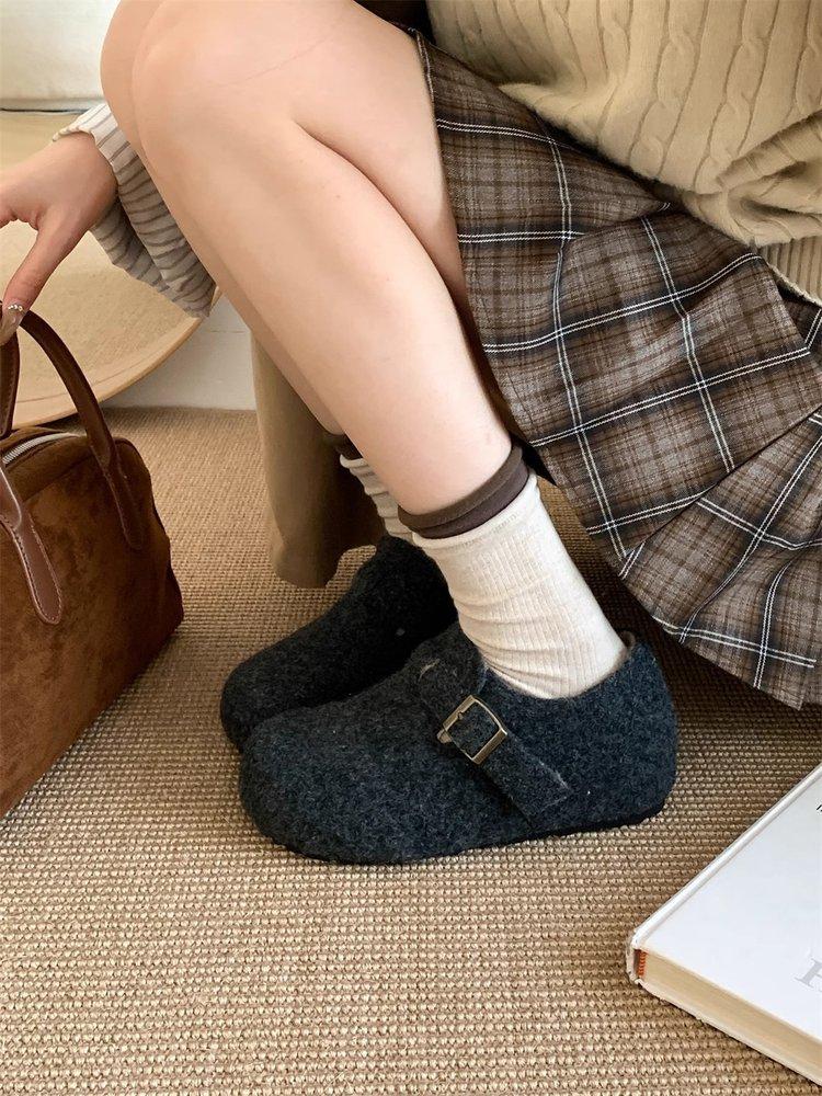 Boken shoes women 2026 thick soled warm cotton shoes winter new fur shoes for women wearing single shoes outside