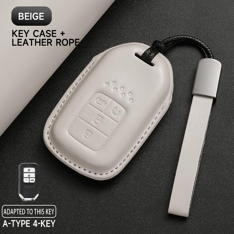Leather Car Key Cover Case Protection Shell Keychain For Honda Accord Civic 8 10 11 Th Gen HR-V CR-V BR-V Vezel Jazz Freed Pilot