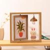 6-Inch Modern Double-Sided Rotating Wooden Photo Frame & Album with Wood Carving Ornament