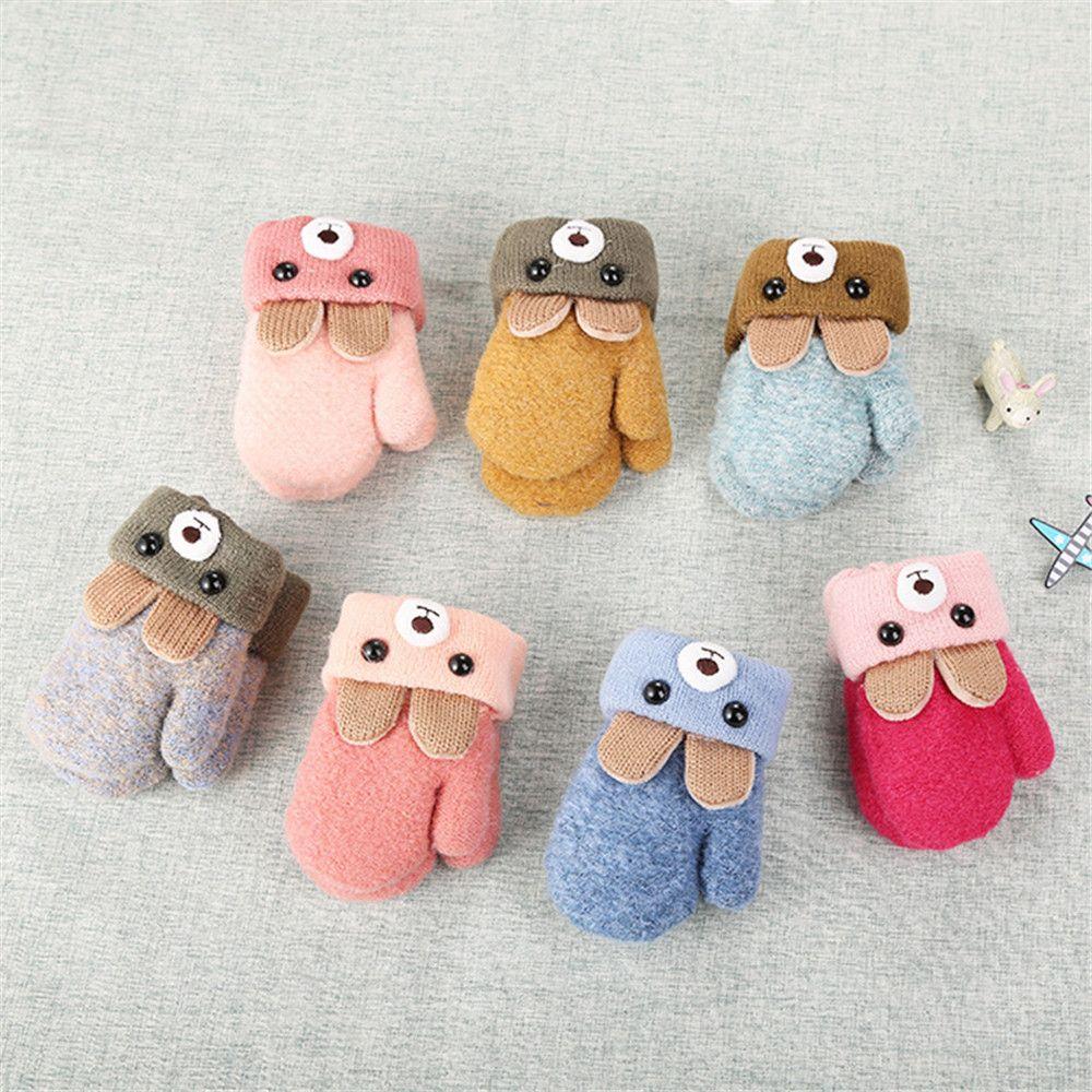 Winter Baby Newborn Boys Girls Thick Warm Kids Gloves Knitted Mittens Cute Cartoon