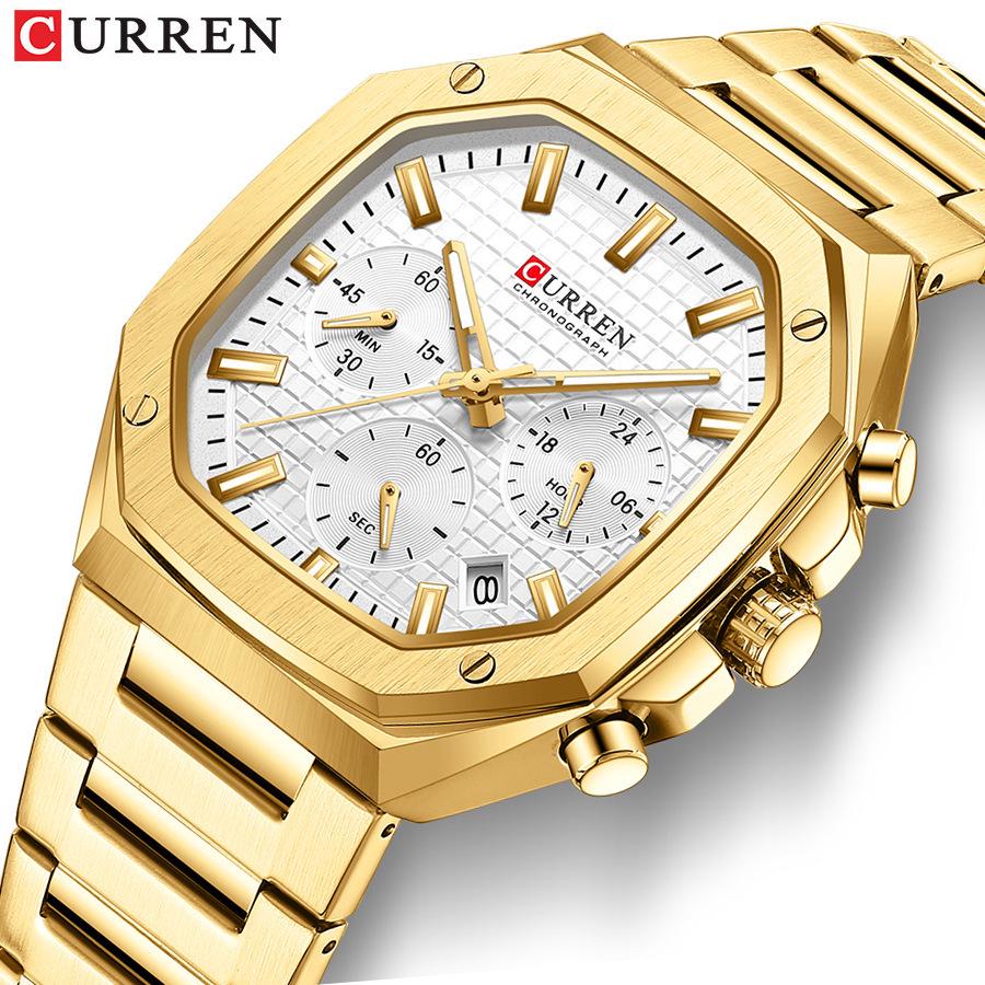 CURREN Men's Six-Hand Steel Band Business Watch with Calendar - Model 8459